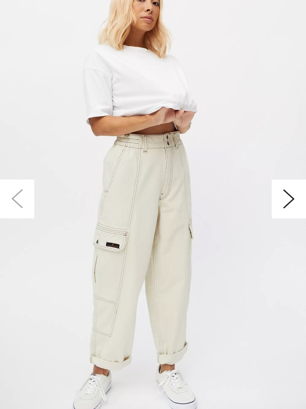 Urban Outfitters Cream Cargo Track Pants